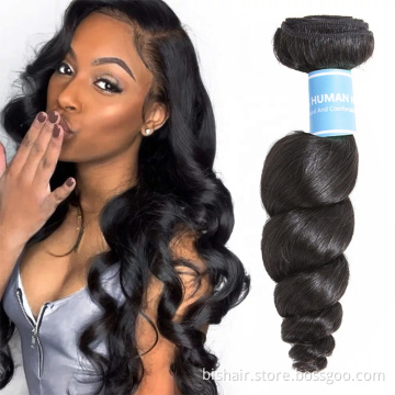 8A grade Brazilian hair  loose wave human hair wigs 1/3/4 loose deep wave hair bundle Remy twin machine elastic natural color
